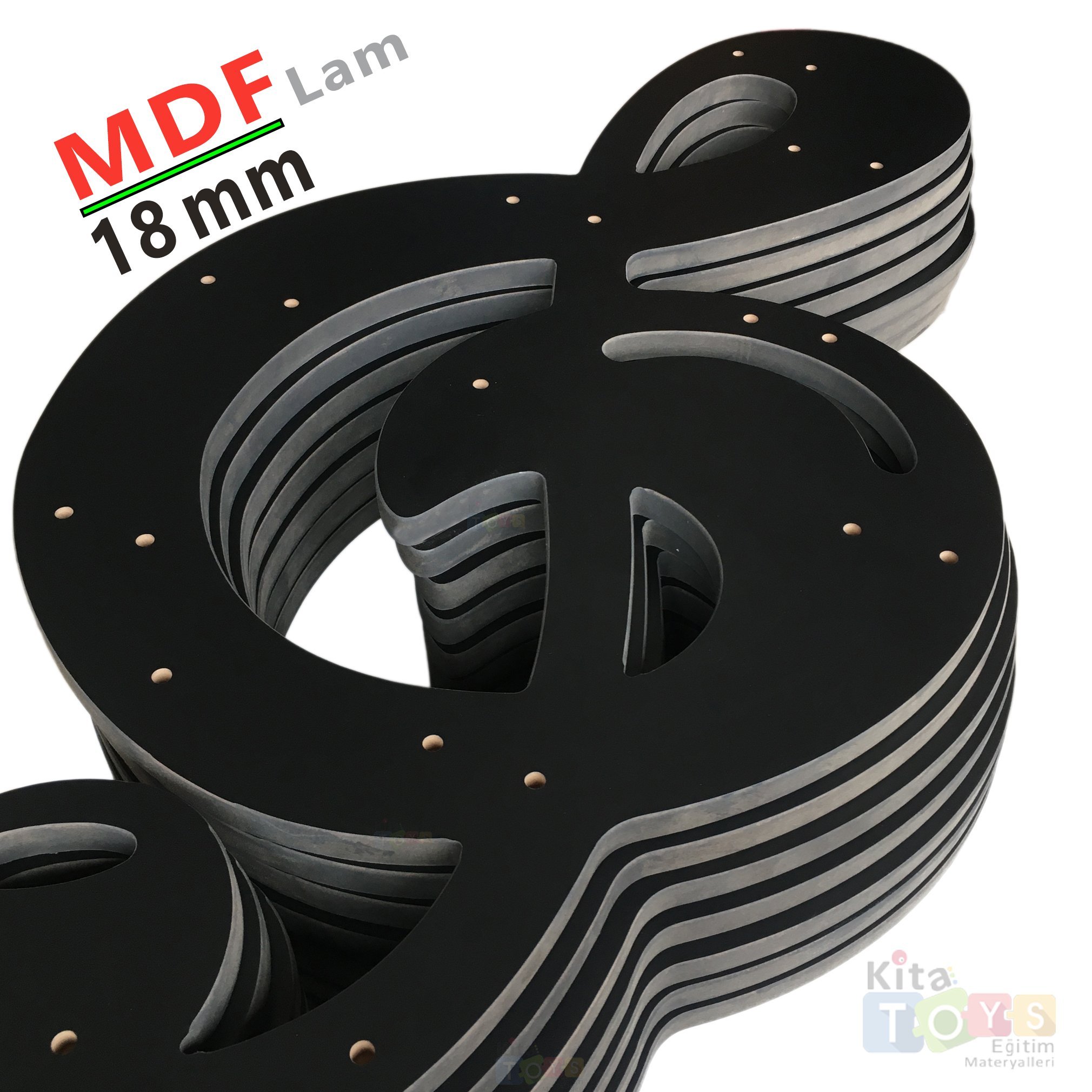 Sol Anahtarı Müzik Merkezi Tablası Siyah Modeli Ahşap MDF
