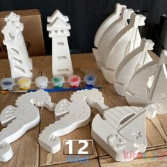 Taş Boyama DENİZ TEMALI Set 12 Adet (Sağlam Taş Tozu Arabalar) Sanat