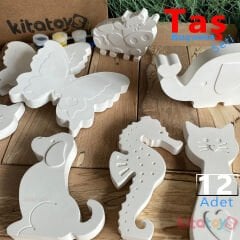 Taş Boyama Seti 12 Adet HAYVANLAR ALEMİ-Büyük Boy-(Sağlam Taş Tozu Objeleri)