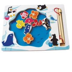 Ahşap Mıknatıslı Balık Tutma 11 Parça (Anaokulu Oyuncakları Yakalama) Penguen