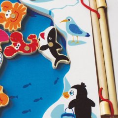 Ahşap Mıknatıslı Balık Tutma 11 Parça (Anaokulu Oyuncakları Yakalama) Penguen