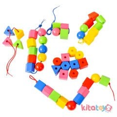 Eğitici Geometrik Şekiller 50 Parça (İri Boy İpe Boncuk Dizme)