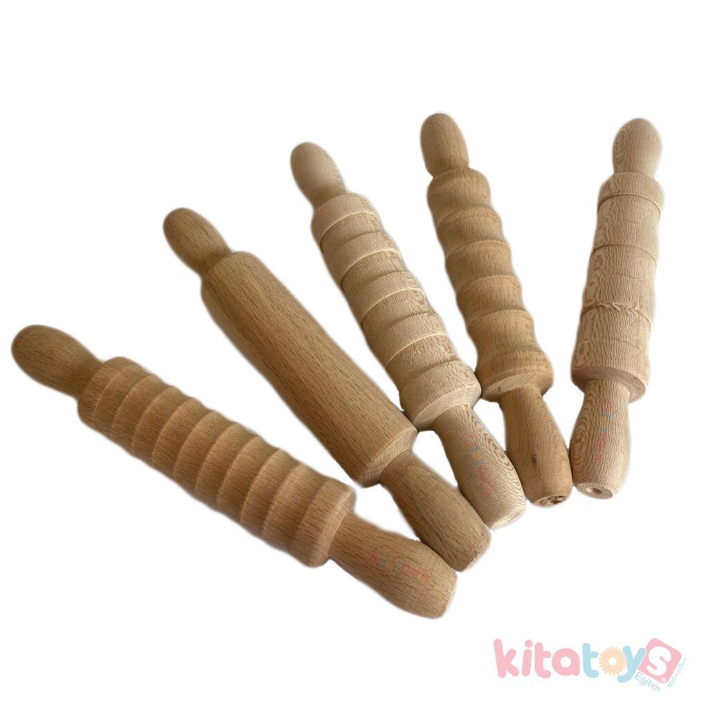 Ahşap Oyun Hamuru Merdane Seti 5'Li