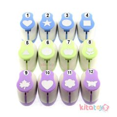 Eva Şekilli Delgeç 12'Li Büyük Boy 2.5 cm Karışık Desenler Şekilgeç BS94