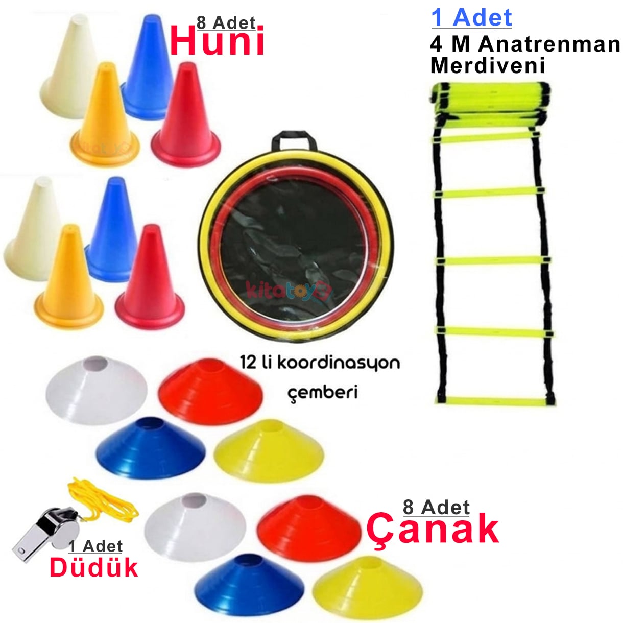 Antrenman Seti (Merdiven-Huni-Duba-Koordinasyon Çemberi-Düdük) Spor Malzemeleri