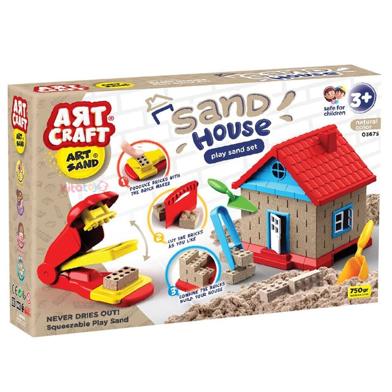 Kinetik Kum EV YAPIMI SETİ-750 Gr Kinetic Oyun Kumu (Fentoys) 03675