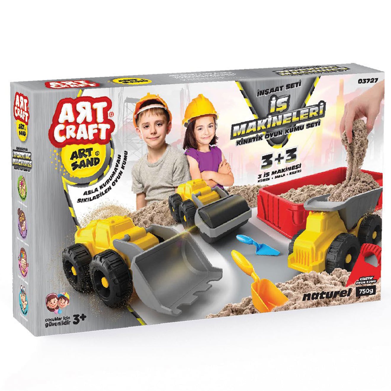 Kinetik Oyun Kumu İŞ MAKİNELERİ Seti-750 Gr Kinetic 03727 İnşaat