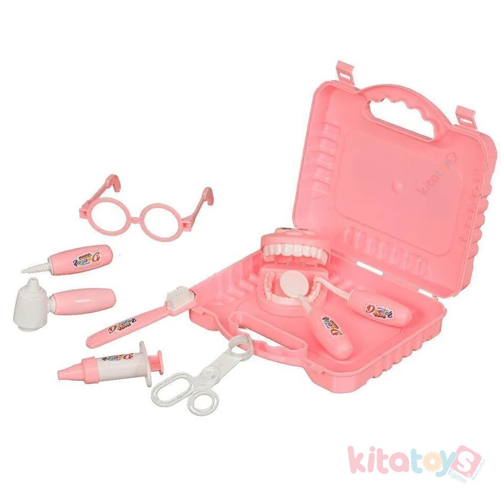 Çantalı Dişçi Seti Pembe (Oyuncak Doktor Diş Modeli Fırçalama)