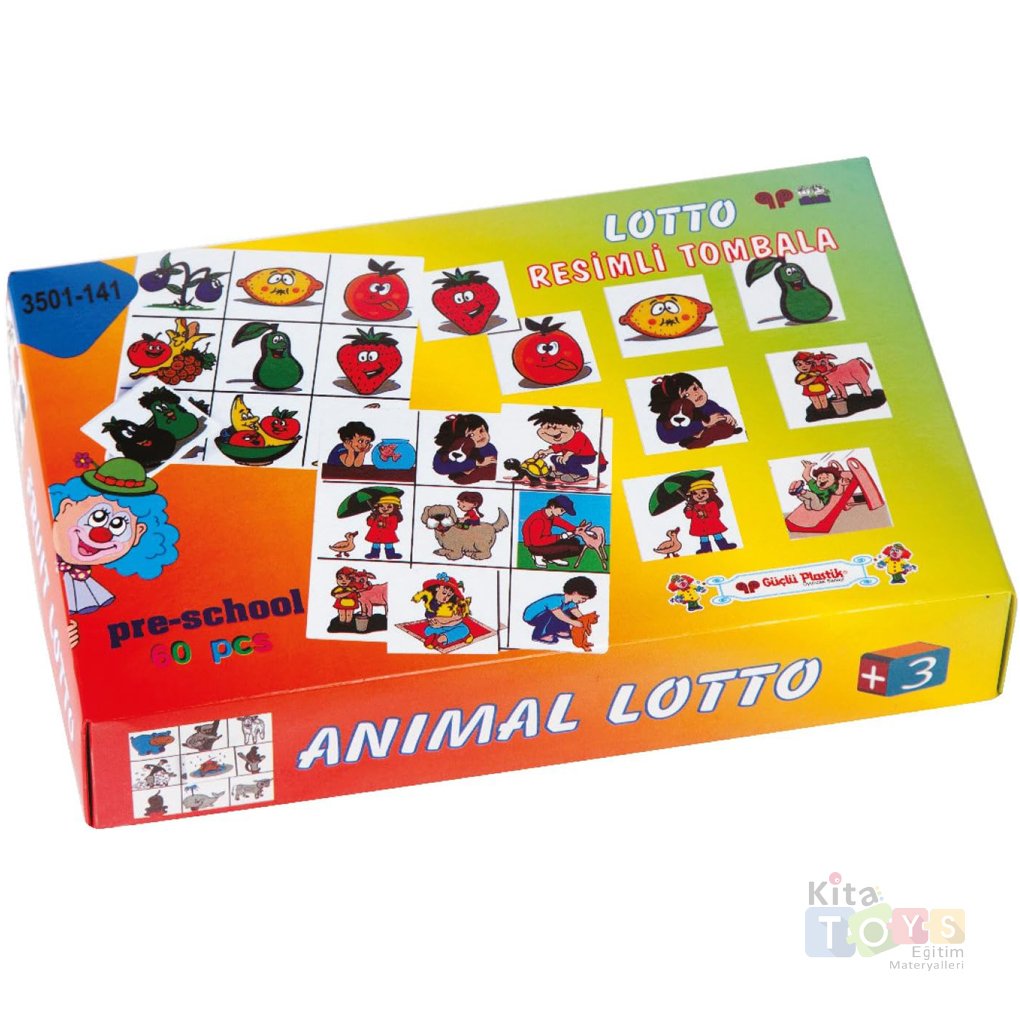 Resimli Tombala 60 Parça Lotto Güçlü Plastik (Eğitici Zeka Kartları Oyunu)