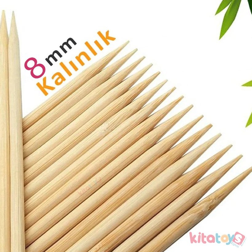 Extra Kalın Çöp Şiş Çubukları 8 mm (Faaliyet Bambu Çubuğu)