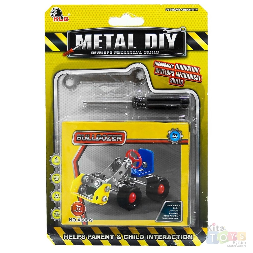 Metal Dıy BULLDOZER 64 Parça (Mekanik Beceri Geliştirici STEM Oyuncakları) X608-9