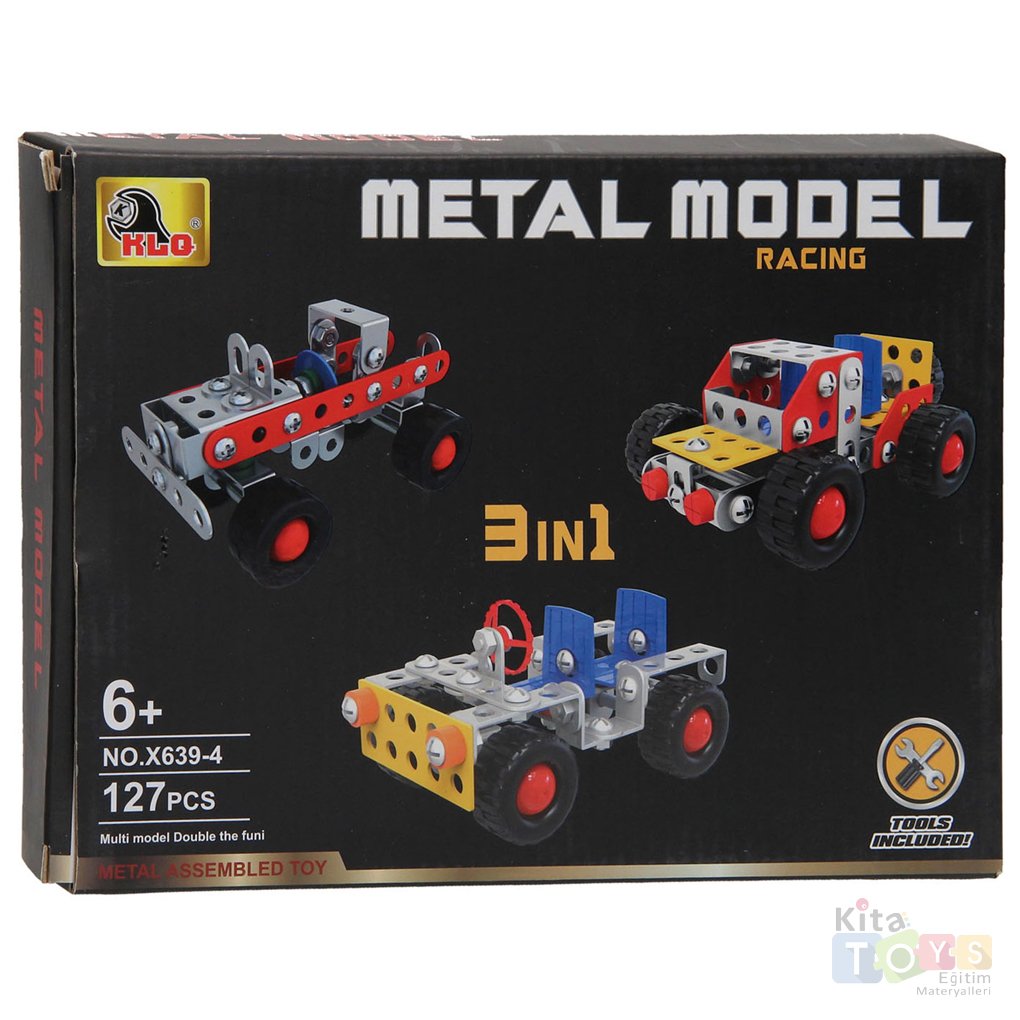 Metal Model Dıy (127 Parça) Araçlı 3 In 1 Metal Yapı Seti (İlkokul STEM Oyuncak) X639-4 Racing