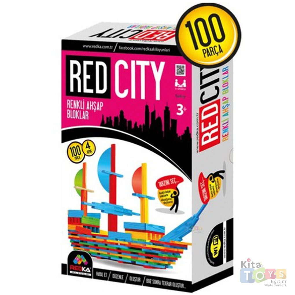 Red City 100 Parça RENKLİ Ahşap Bloklar Redka
