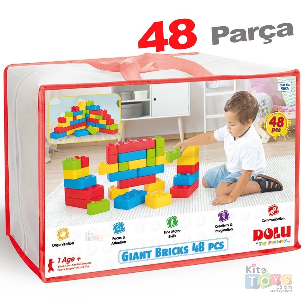 Tuğla Blokları 48 Parça (Plastik Yapı Blokları) 5034 Dolu