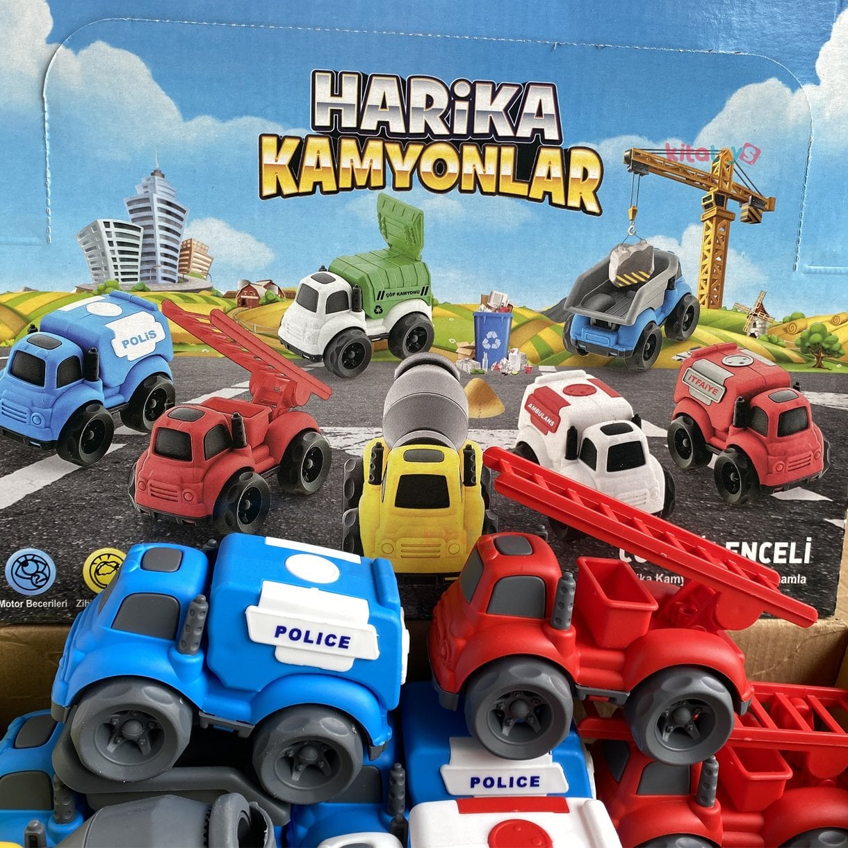 12'Li Kırılmaz Harika Kamyonlar Seti (Meslekler Araçlar Arabalar)