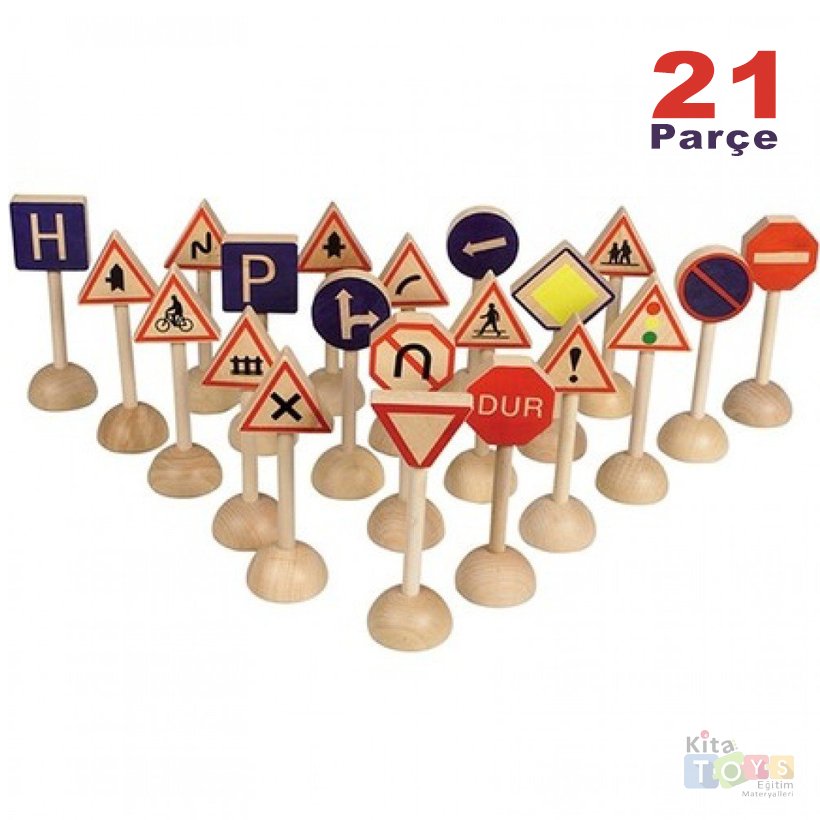 Ahşap Trafik İşaretleri 21 Parça Seti (Eğitim Materyali)