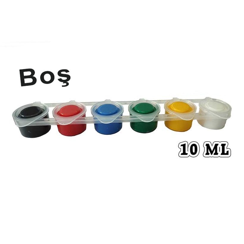 Şerit Boya Kabı 10 ml x 6'Lı Boş Plastik Sanat Kapları