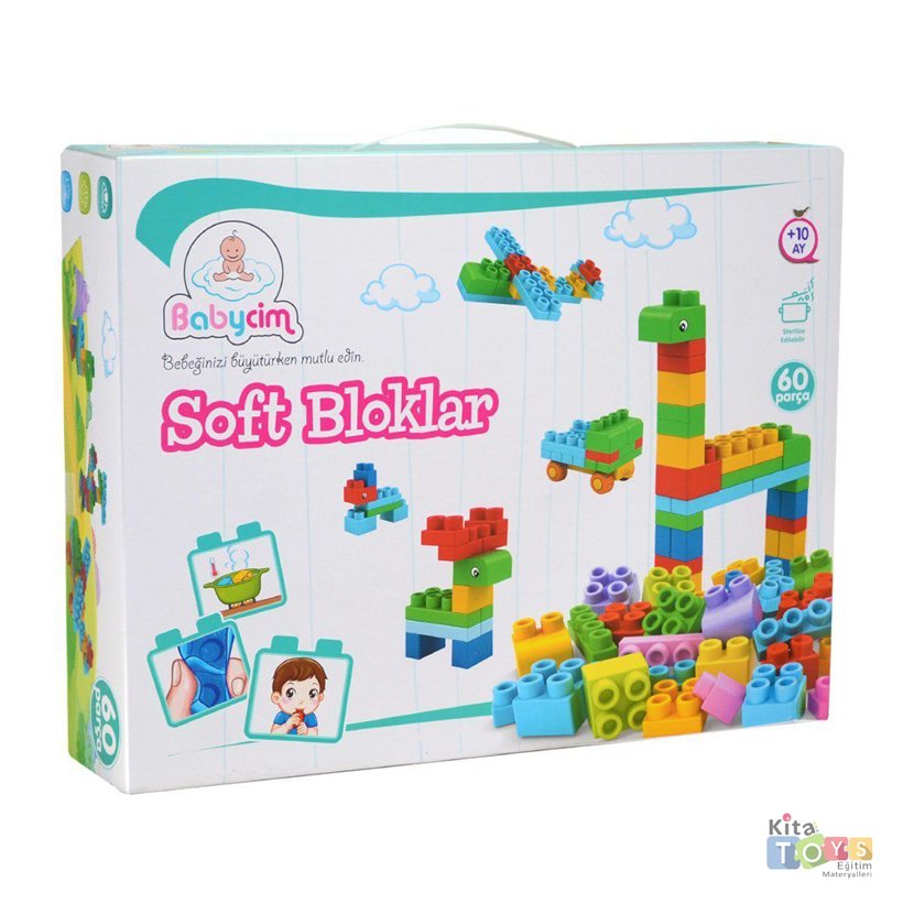 Babycim Soft Bloklar 60 Parça Lego Oyuncak 6661-3 Yumuşak