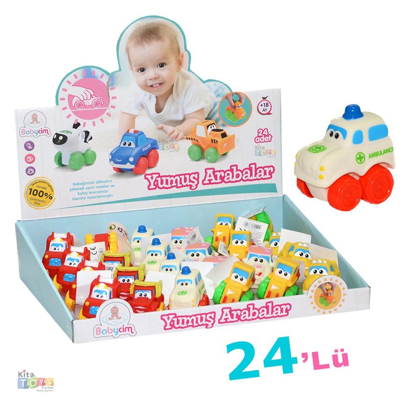 Yumuş Kamyoncuklar 24 Adet (Yumuşak Kırılmaz-Dayanıklı) Arabalar