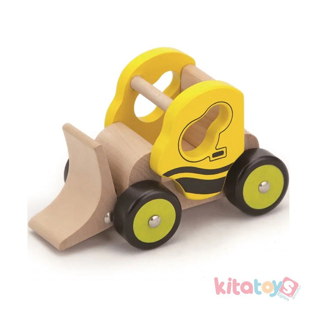 Ahşap Buldozer 13x8x7 cm Oyuncak Araba Viga Toys
