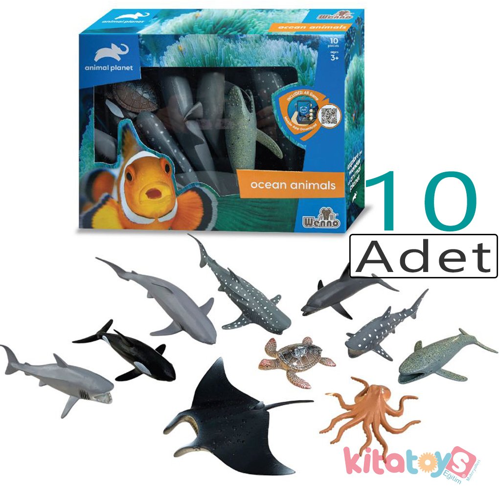 Okyanus Hayvanları Seti 10'Lu (Deniz Su Hayvanı) Kutulu