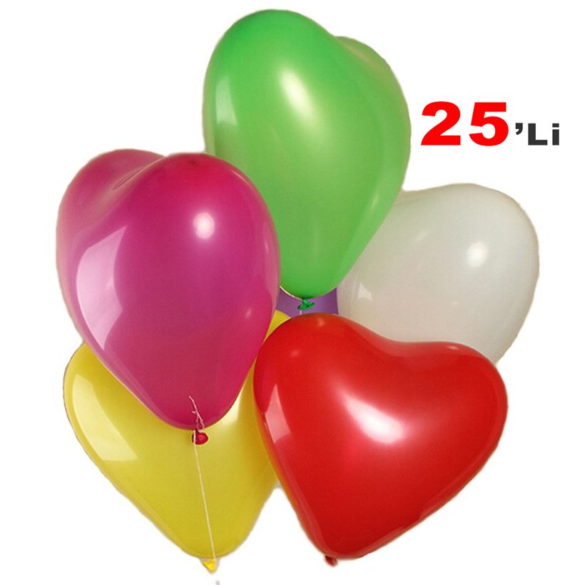 Kalp Balon Karışık RENKLİ 25'Li