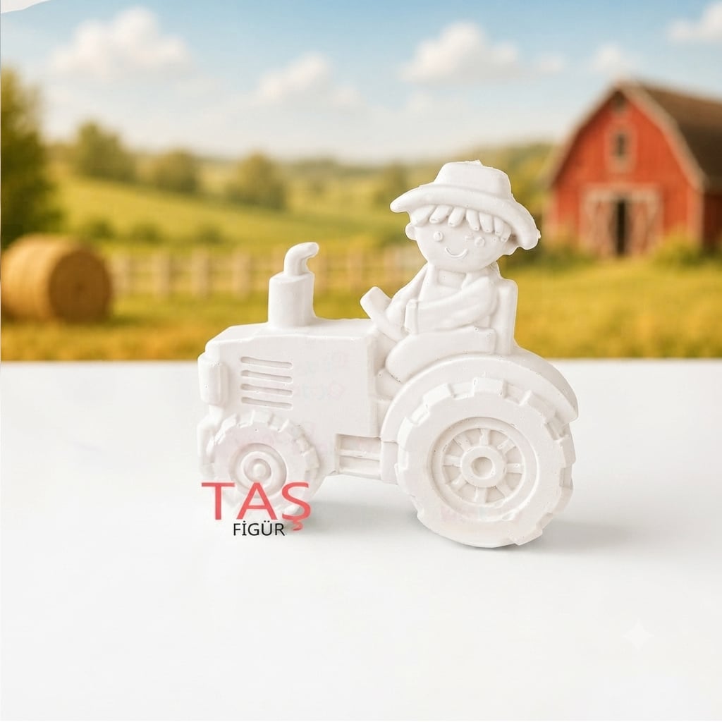 Taş Boyama Figürü TRAKTÖR 9x9 cm (Kitatoys Taş Alçı Objesi)