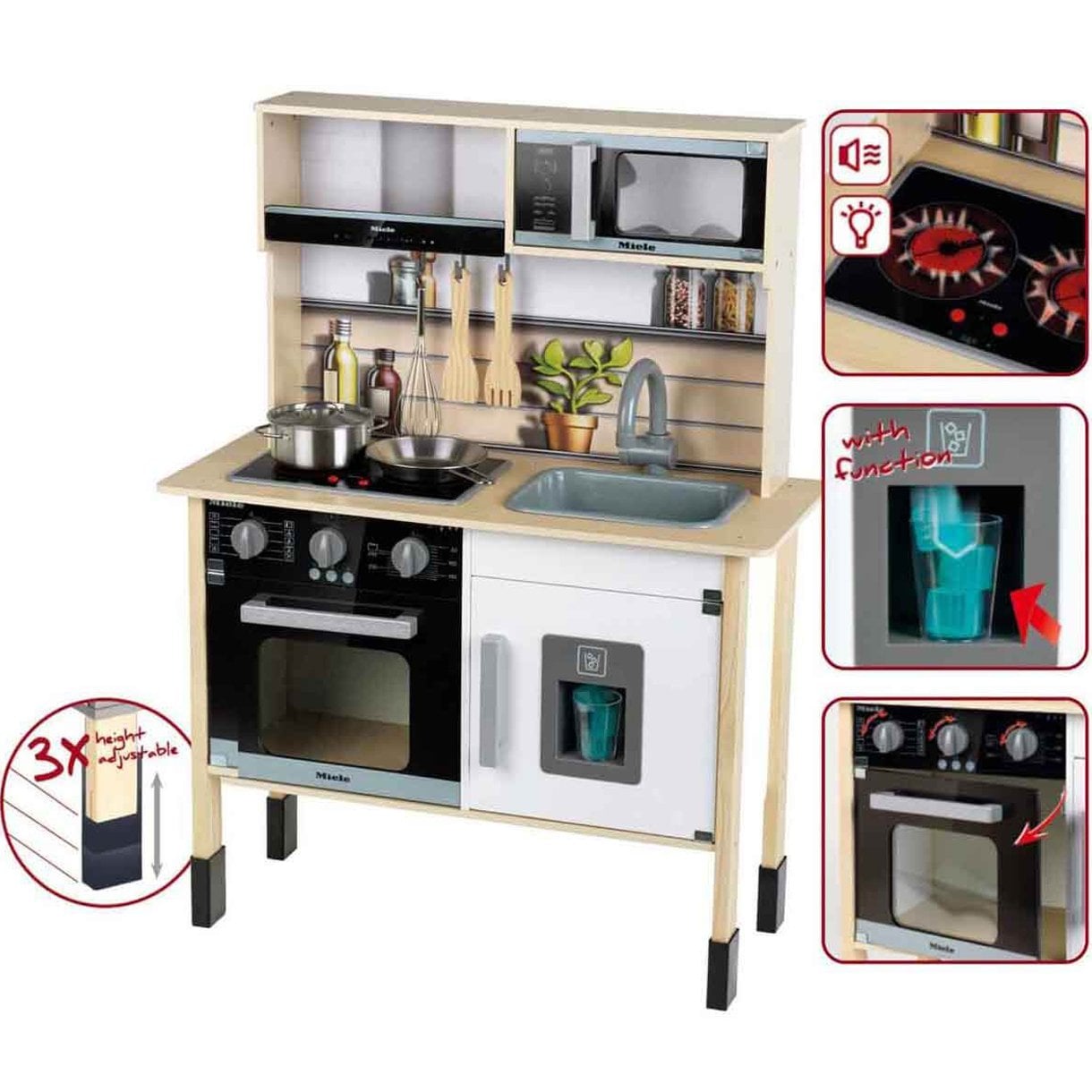Miele Ahşap Mutfak Seti Aksesuarlı Sesli ve Işıklı (Oyuncak Oyun Merkezi) Klein