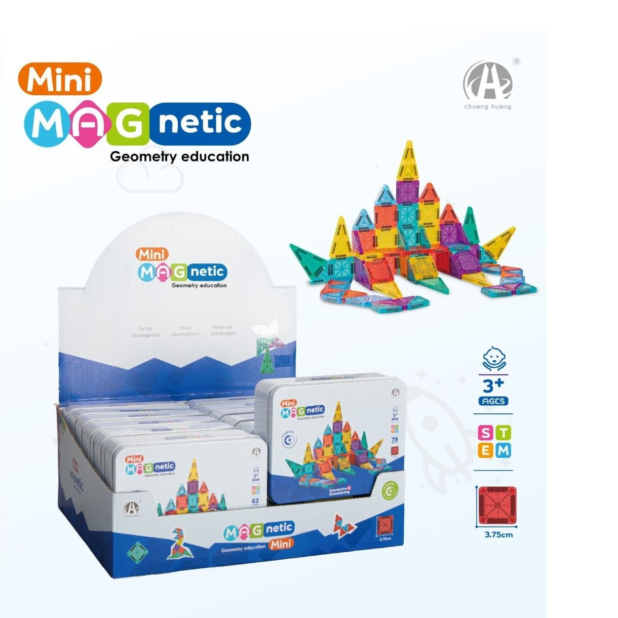 Mini Magnetic Blok 78 Parça 3.75cm Manyetik 3D Metal Kutu (Mıknatıslı) CH1479-1