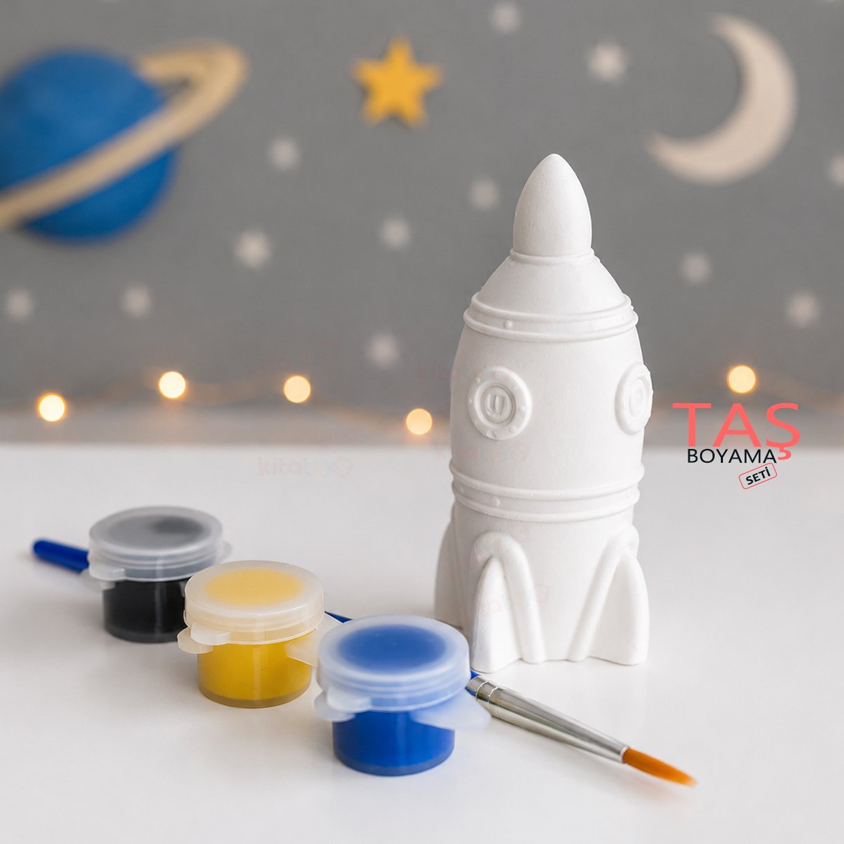 Taş Boyama Seti ROKET 3 Boyutlu (3D Uzay Temalı Taş Tozu Objeleri)
