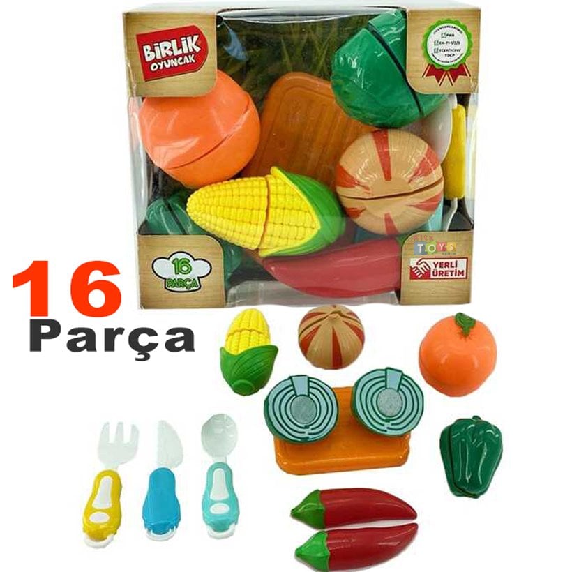 Sebze Kesme Seti 16p (Kesilebilen Manav Oyuncakları)