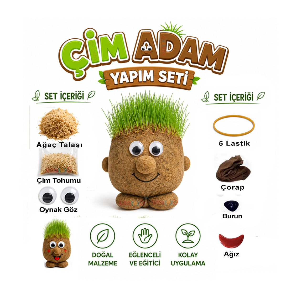 Çim Adam Yapım Seti (Fen Doğa Köşesi) Deney Malzemeleri