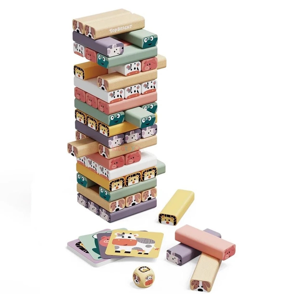 Hayvan Şekilli Denge Oyunu Jenga (Ahşap Bloklar 1.Sınıf) Top Bright