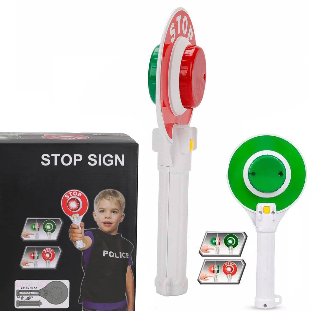 Polis Çift Taraflı Işıklı Dur-Geç El İşaretçisi Lambası (Trafik) Pilli