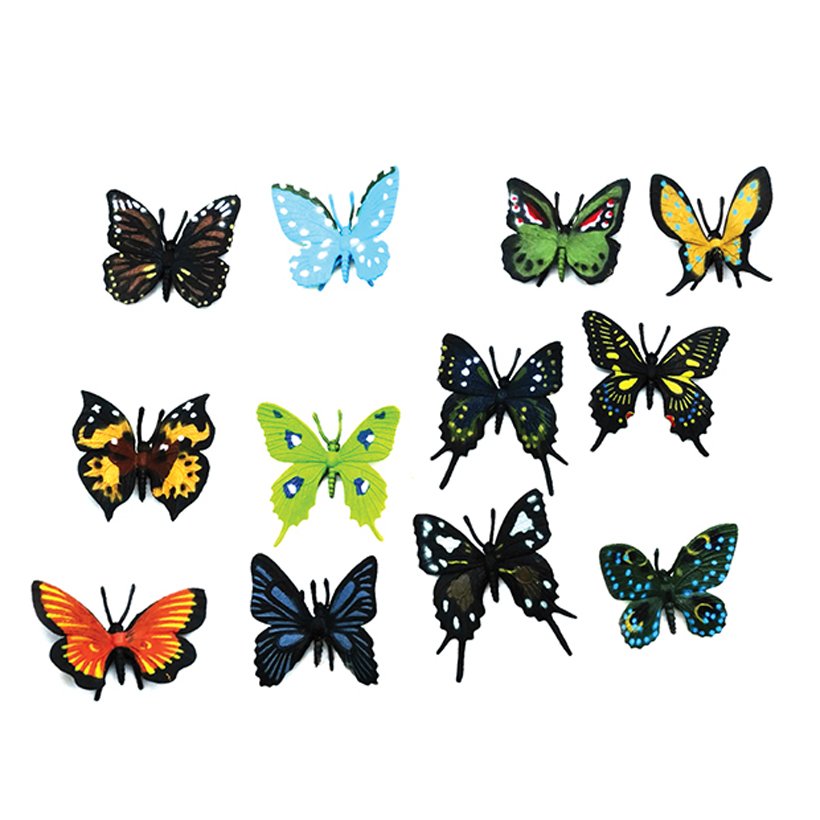 Kelebekler seti ile 12 adet farklı birbirinden farklı kelebeklerle tanışın! Kelebeklerin farklı yapılarını ve çeşitlerini inceleme imkanı sunar. Tüm oyuncaklarımız AB ve TSE standartlarına uygundur. Oyuncaklarımız CE ve EN-71 testlerine sahiptir.