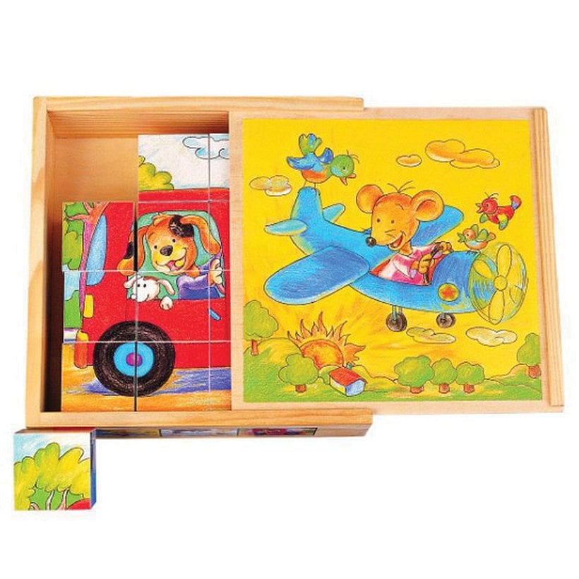 Taşıtlar Ahşap Küp Puzzle (Eğitici Bloklar)