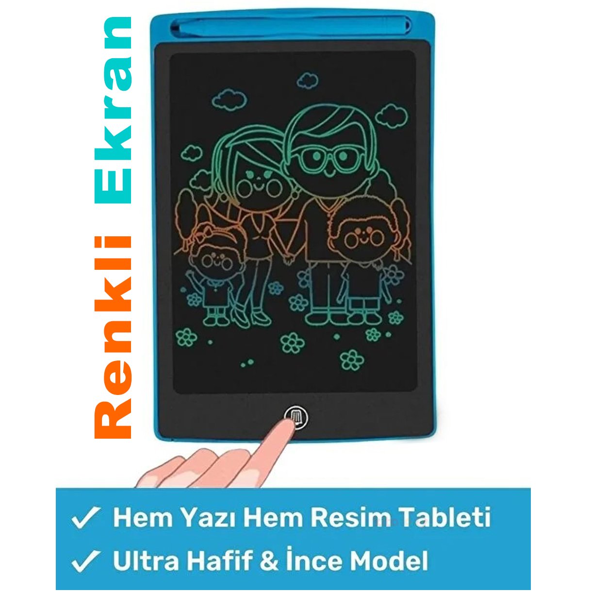 Dijital Çizim Tableti 8,5 İnç Lcd Ekranlı Kalemli Boyama Resim Yazı Tahtası