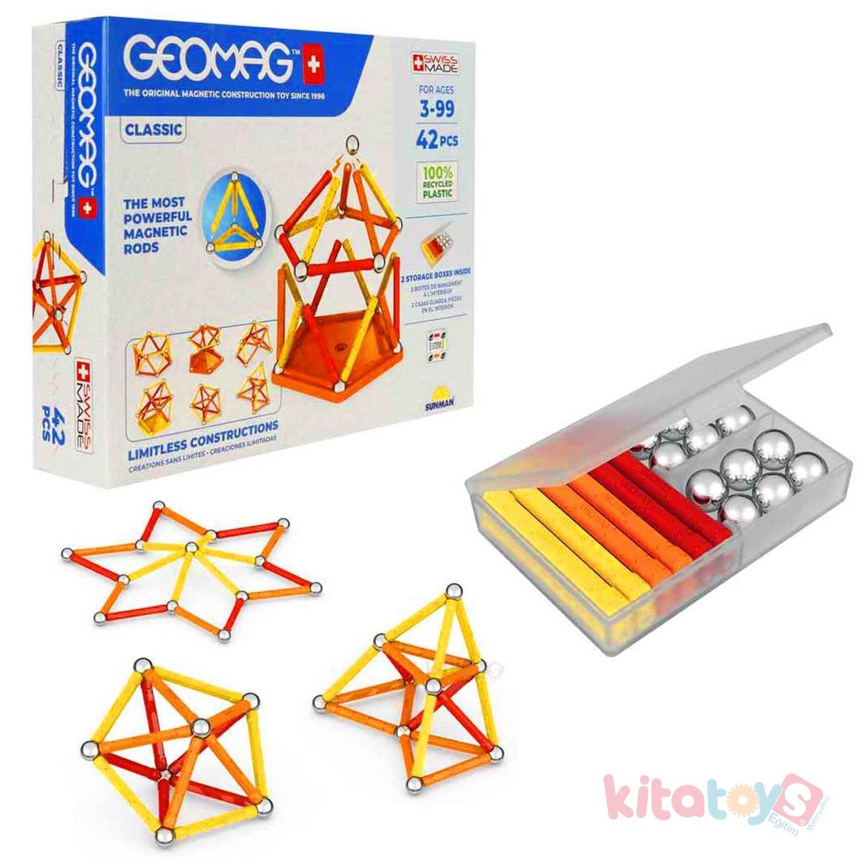 Geomag 42 Parça Classic Manyetik Zeka Oyunu Çubukları (Mıknatıslı) Orijinal 271