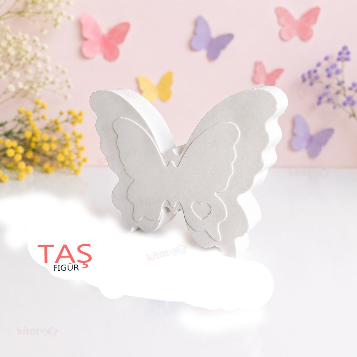 Taş Boyama Figürü KELEBEK (Taş Tozu Objesi)