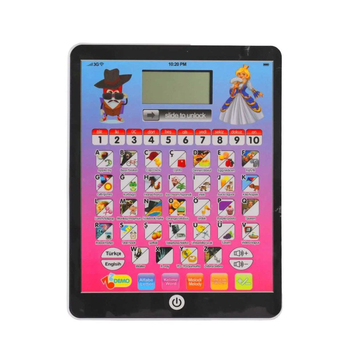 Eğitim Tableti Türkçe İngilizce 100 FONKSİYON 2in1 Alfabe LMN220