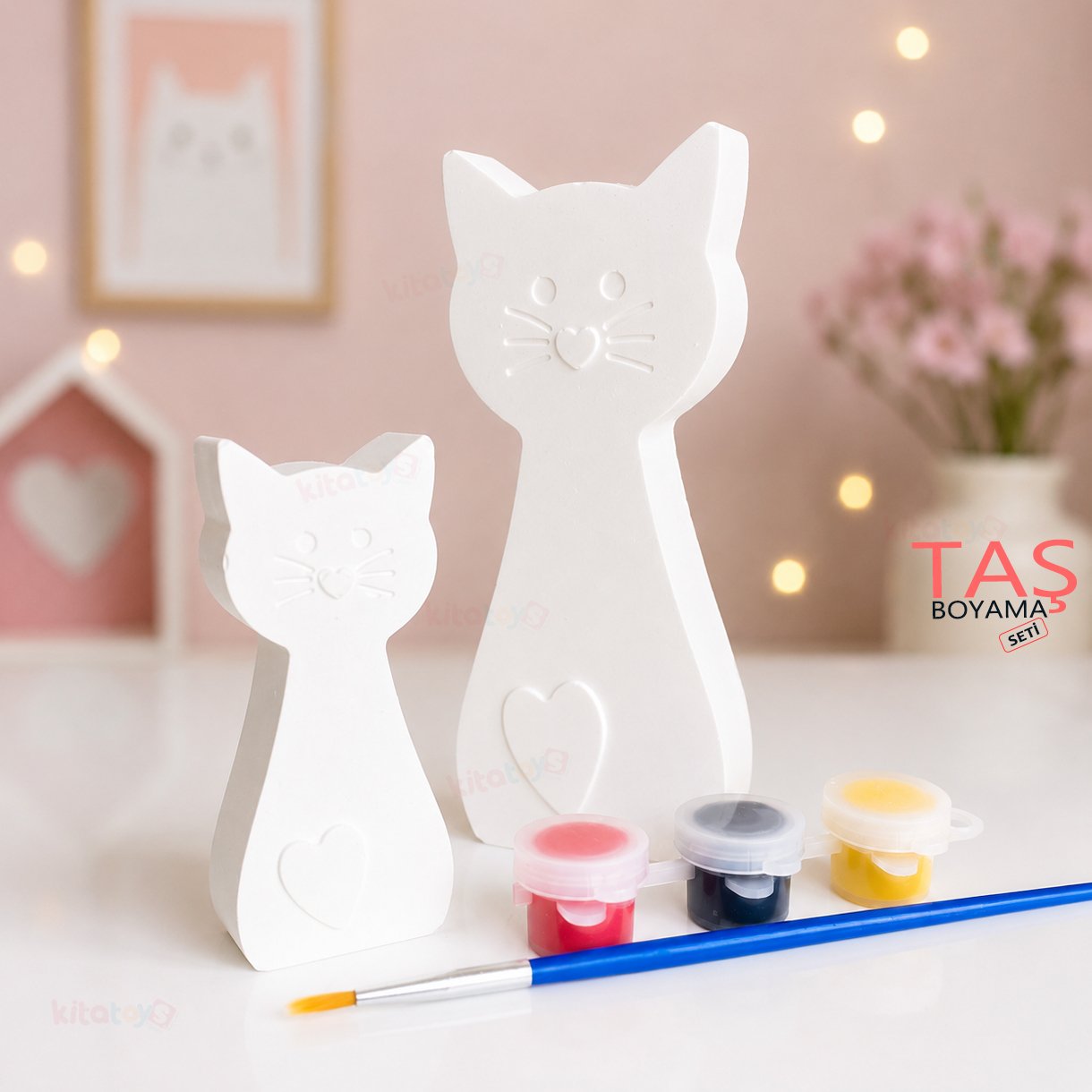 Taş Boyama Seti KEDİLER (Kitatoys Taş Tozu Objeleri)