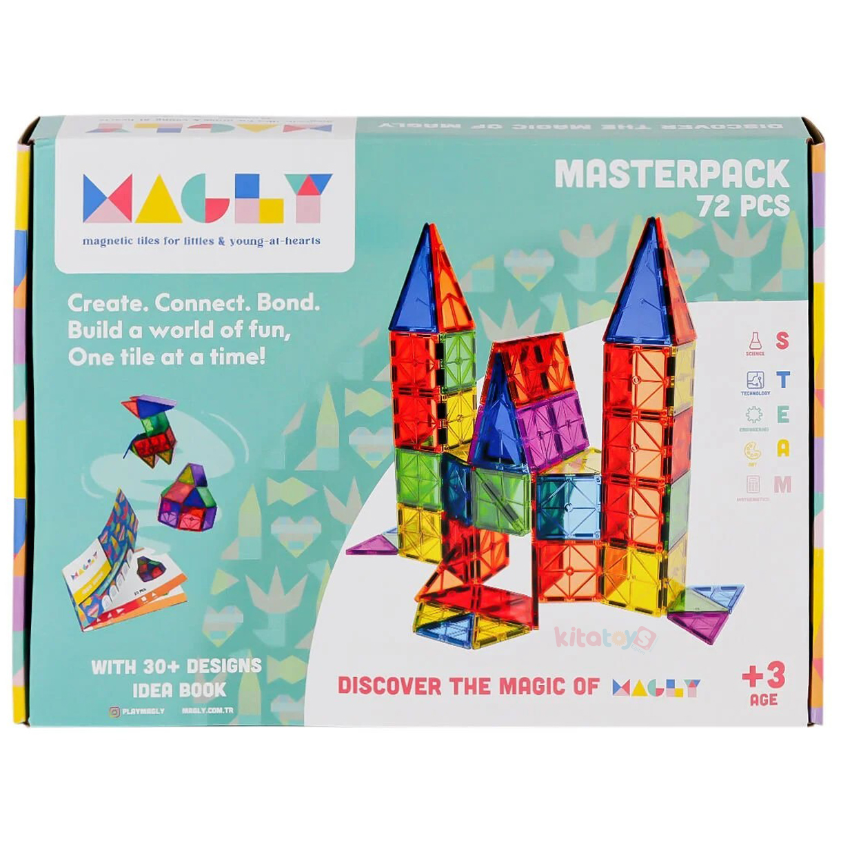Manyetik Bloklar 72 Parça 7,5 cm 3D (Mıknatıslı Legolar) STEM MGL72