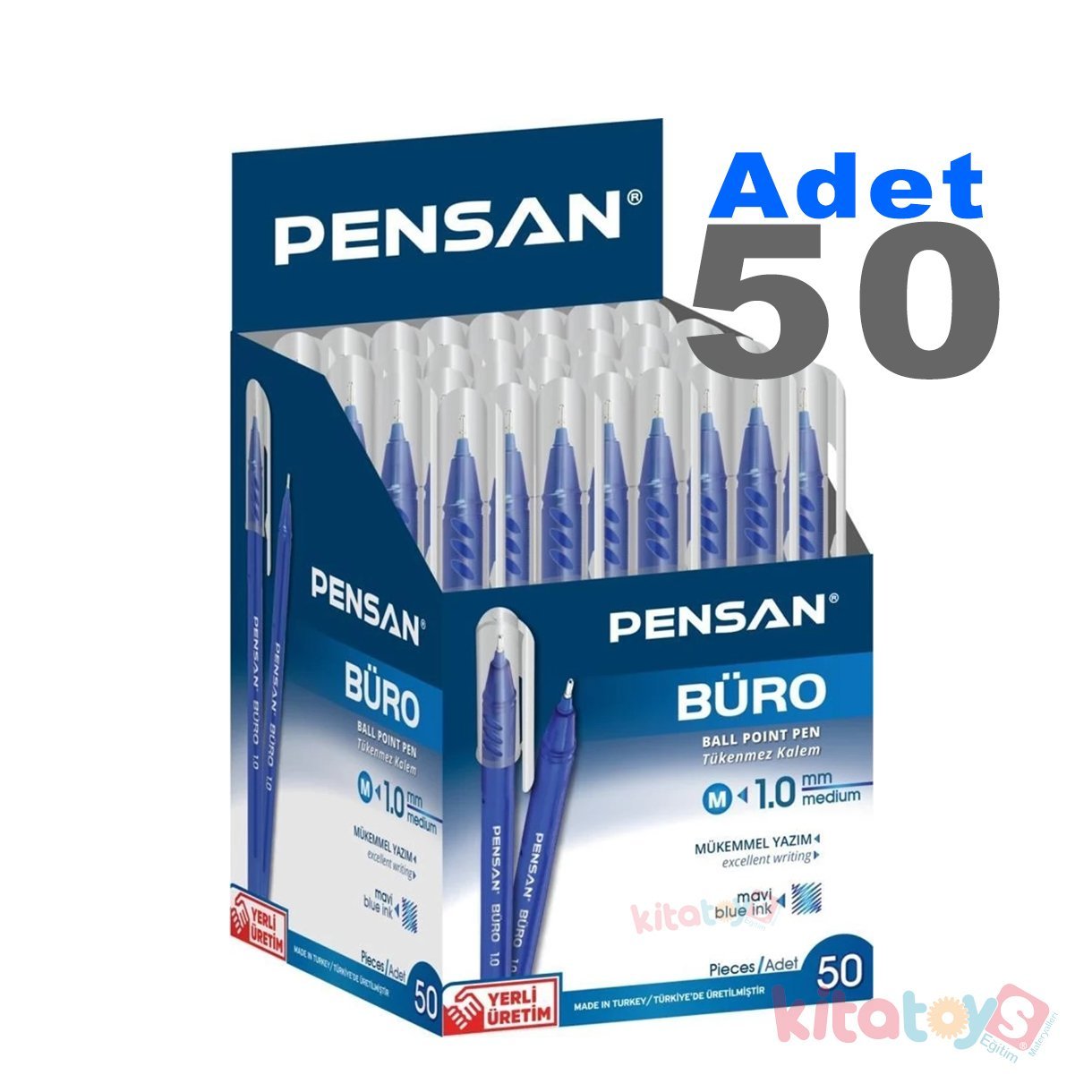 50'Li Tükenmez Kalem BÜRO 1.0 mm MAVİ 2270 Ball Point Pensan