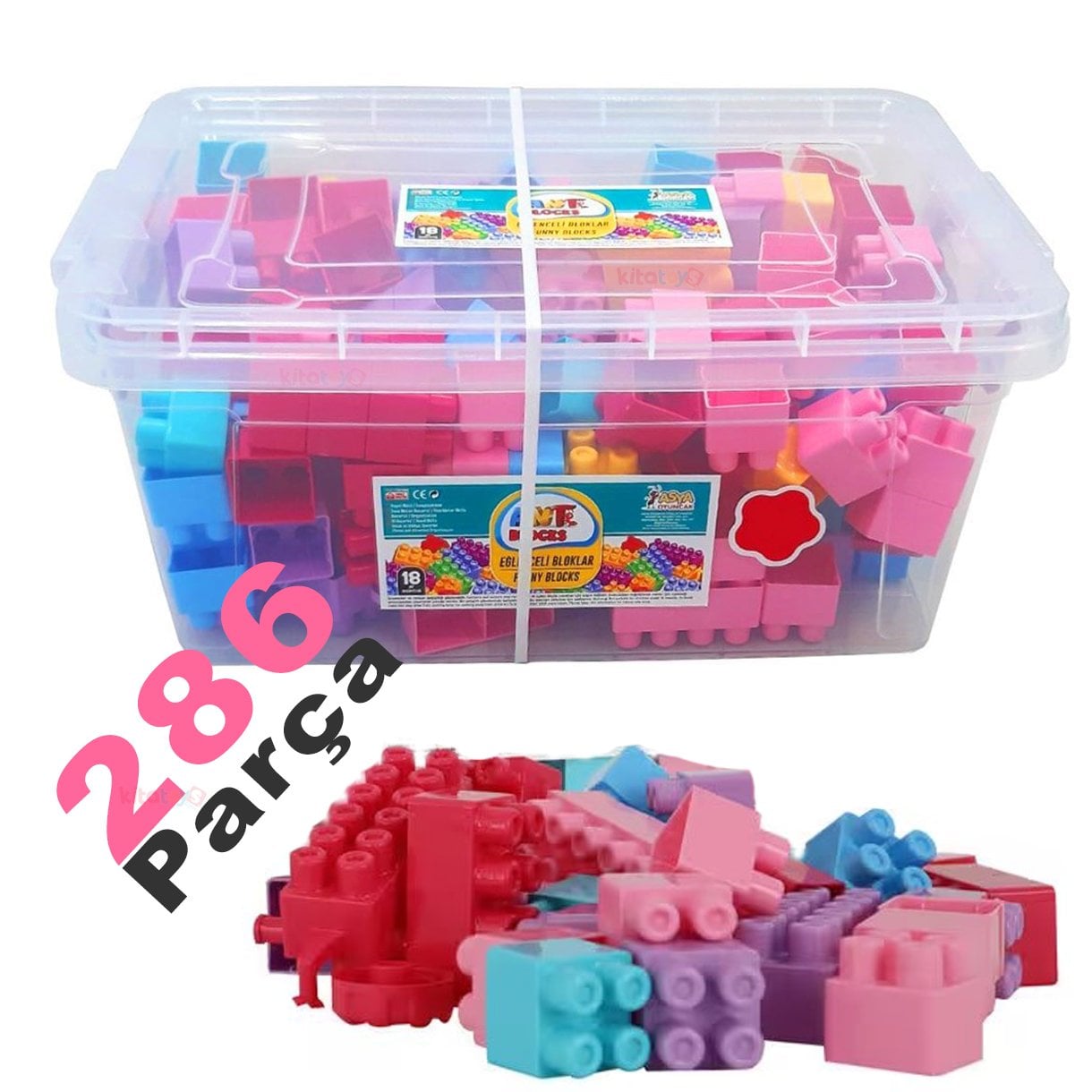 Kutulu Lego Bloklar 286 Parça (İnşa Yapı Oyuncak) ANT Eğlenceli Blocks Pembe