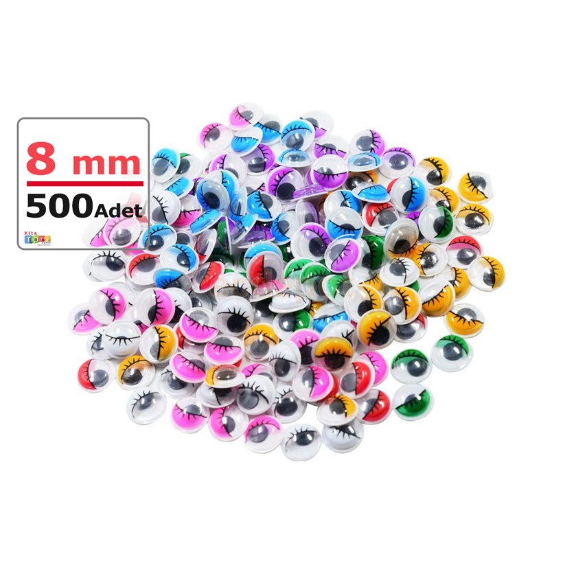 8 mm Renkli Oynar Göz 500'Lü (Kırtasiye Malzemeleri)