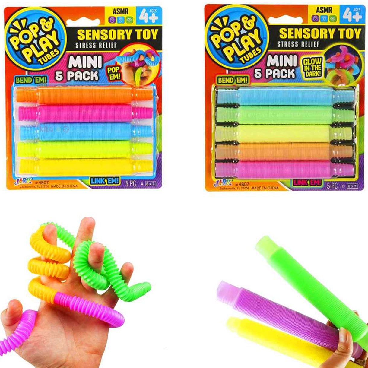 Pop Tubes Mini Set 5 Adet (Uzayan Borular) Duyusal Oyuncak Stres Play Jaru SNM019