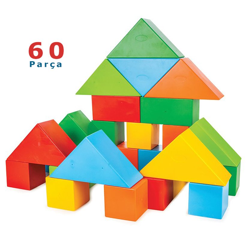 Büyük Şekiller 60 Parça Geometrik Bloklar