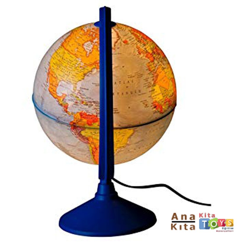 Işıklı Dünya Küre 20 cm (Fiziki+Siyasi Maket)