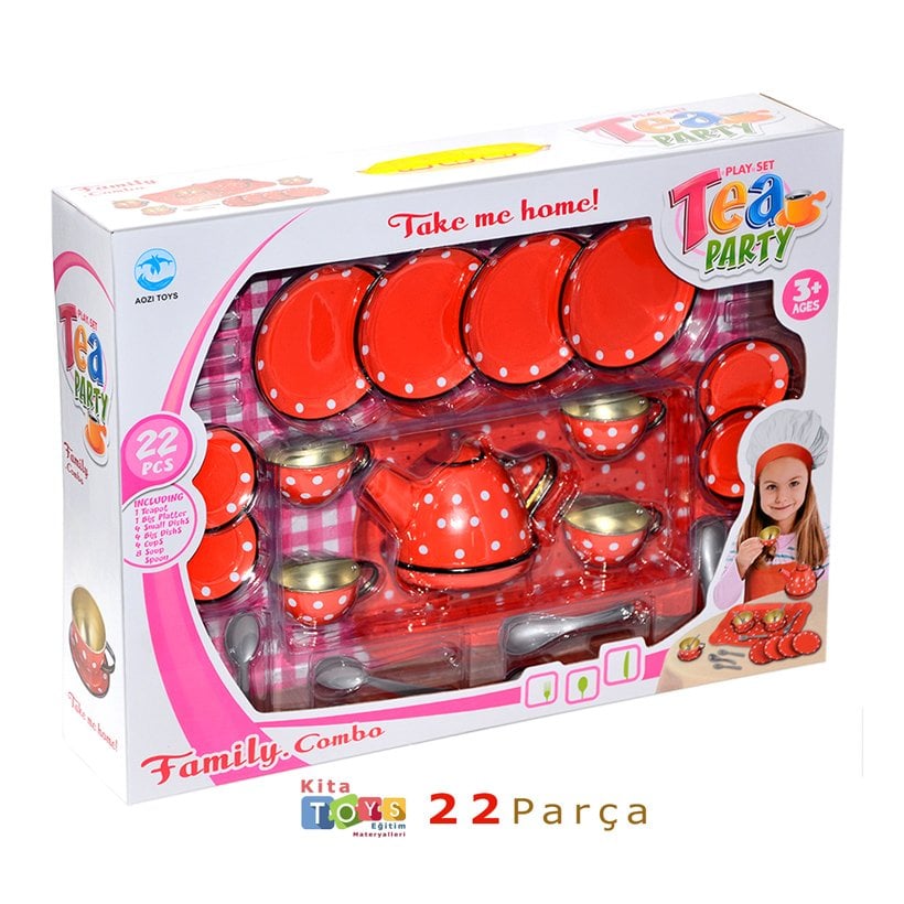Çay Takımı 22 Parça Metal Evcilik Oyuncakları