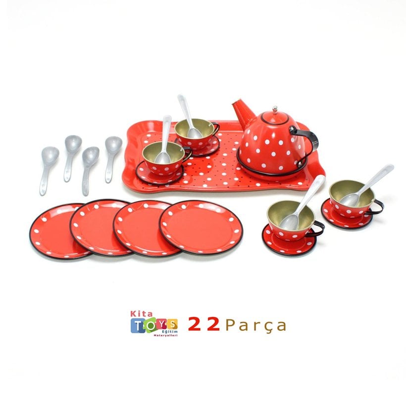 Çay Takımı 22 Parça Metal Evcilik Oyuncakları